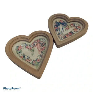 Pink heart shaped plaques to hang on wall